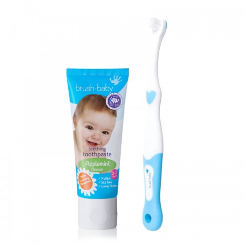 Brush-baby Baby Teething Toothpaste (0-2 Years old) + Baby First Brush 0 - 18 months 